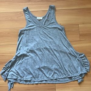 XXI Petite Grey Sleeves Tank Tunic Top Beach Coverup, Small, High Low Ruffle Hem